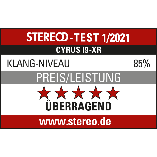 STEREO 1/2021-Testsiegel Cyrus i9-XR